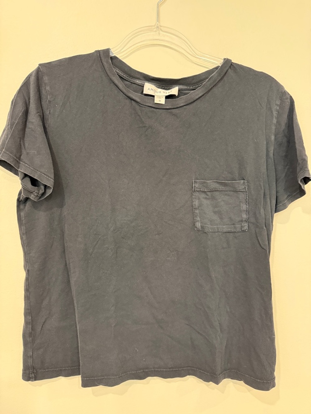 Amour Vert Short-Sleeve Pocket Tee — Faded Black Gray Boxy Fit